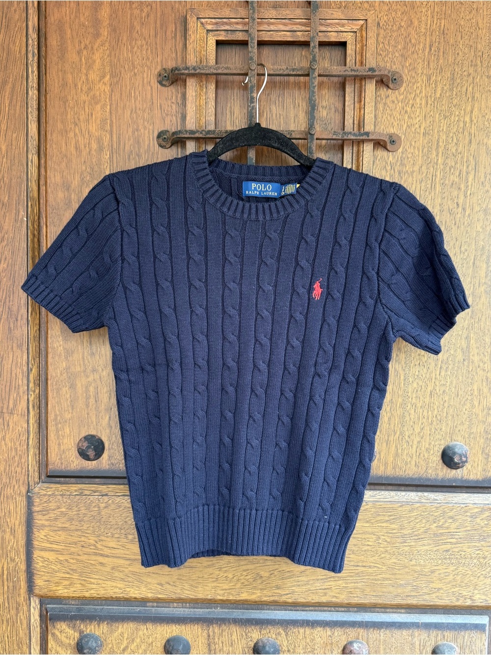 Ralph Lauren Navy Cable-Knit Crewneck Sweater Size S